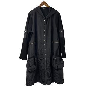 NEXX New York Black Coat With Hood 56 Vintage Lagenlook Goth